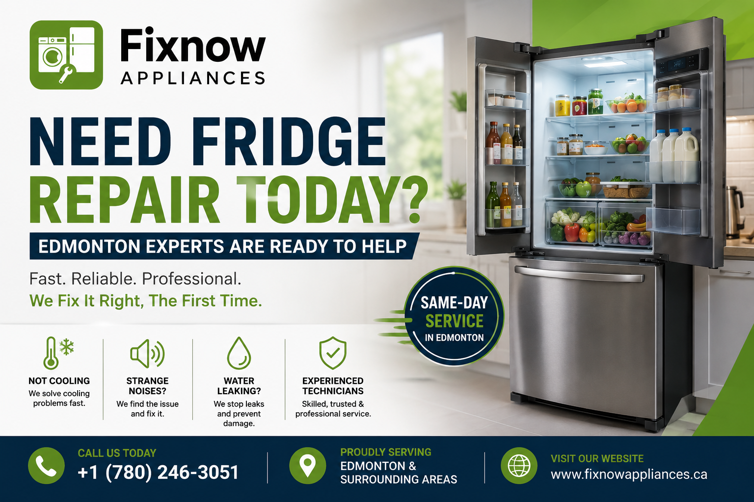 Need Fridge Repair Today? Edmonton Experts Are Ready to Help | FixNow Appliances